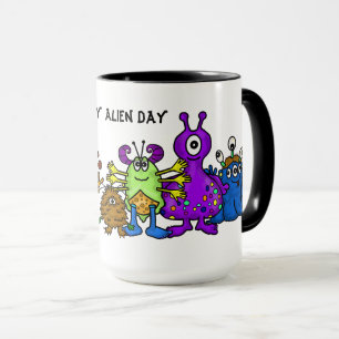 Caneca Aliens de cartoon bonitos