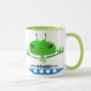 Caneca Aliens de Espaço Exterior Verde e Bonito com Embar