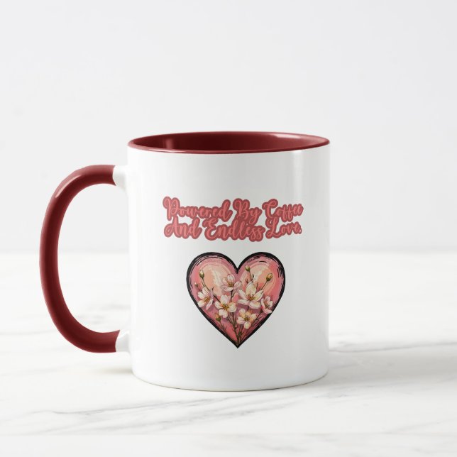 Caneca Alimentado por Café e Amor Sem Fim Vida de Mãe (Esquerda)