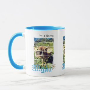 Caneca Allgäu Alps Vintage Cow Bavaria Alemanha Souvenir
