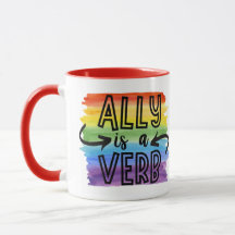 Ally é um Orgulho LGBTQ+ Verb Rainbow Watercolor