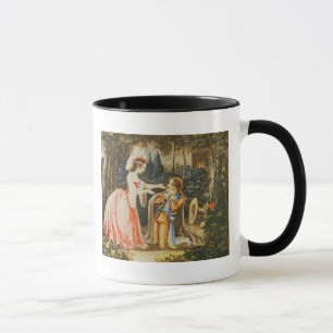 Caneca Almaviva ajoelha-se antes de sua esposa no