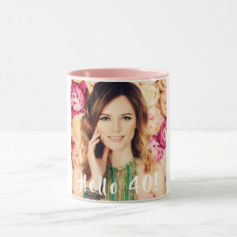 Caneca Alô de foto de aniversário de 40 anos 40 mulheres