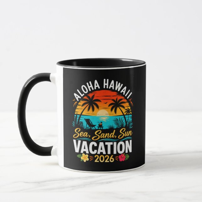 Caneca Aloha Havaí Mar Areia Sol 2026 (Esquerda)
