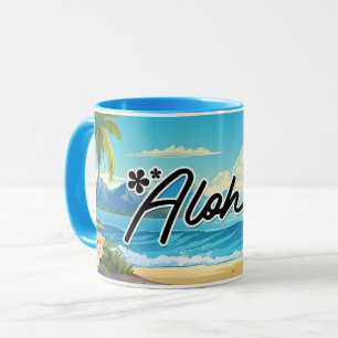 Caneca Aloha Hawaii Beach Souvenir Coffee Mug