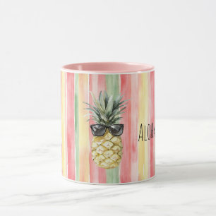 Caneca Aloha Tropical Rosa Hortelã Amarelo Verde Abacaxi