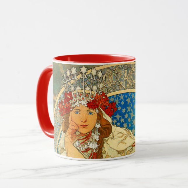 Caneca Alphonse Mucha Art Nouveau Princess Hyacinth (Frente Esquerda)