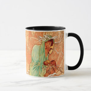 Caneca Alphonse Mucha Art Nouveau Winter