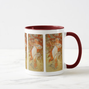 Caneca Alphonse Mucha - arte Nouveau - primavera
