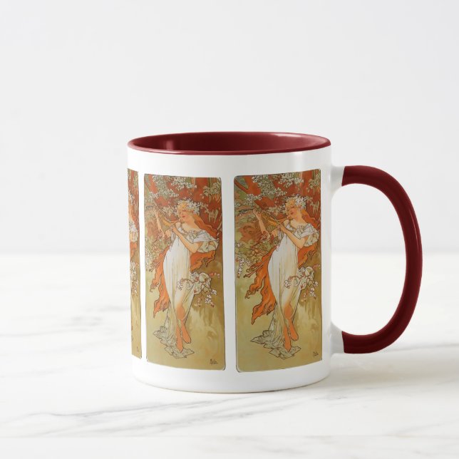 Caneca Alphonse Mucha - arte Nouveau - primavera (Direita)