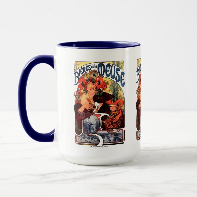 Caneca Alphonse Mucha , Bières de la Meuse , 1897 (Esquerda)