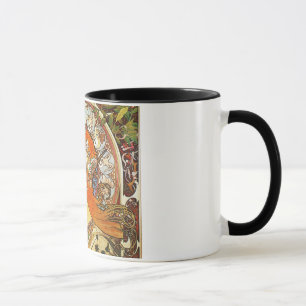 Caneca Alphonse Mucha La Plume Zodiac Art Nouveau Vintage
