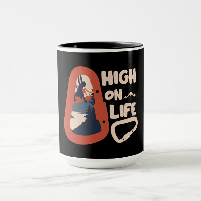 Caneca Alpinismo Montando Alto Sobre A Vida (Centro)