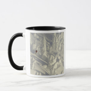 Caneca Alpino Skier em espessos fantasmas de neve no Big