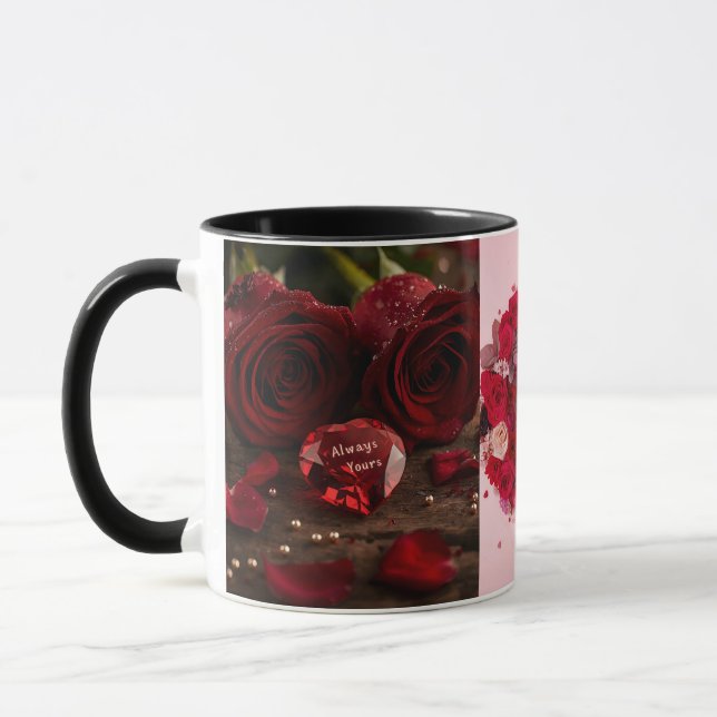 Caneca Always Yours Red Rose Romantic Morning Valentine  (Esquerda)