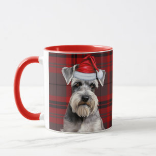 Caneca Amante de Cachorro Schnauzer Férias Xadrez Vermelh