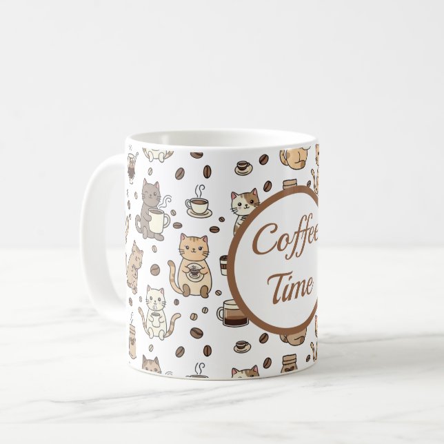 Caneca Amante de Gatos Hora do Café (Frente Esquerda)