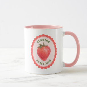 Caneca Amante de Livros Morango Trocadilho Leitura é Minh