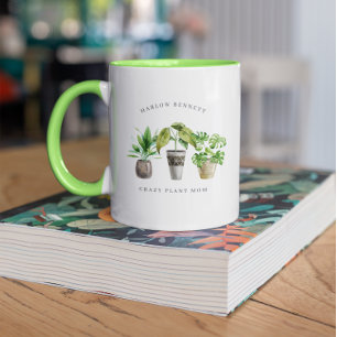 Caneca Amante de Plantas Aquarela Vasos de Plantas   Mono