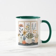 Amante de Plantas Vasos na Janela Café