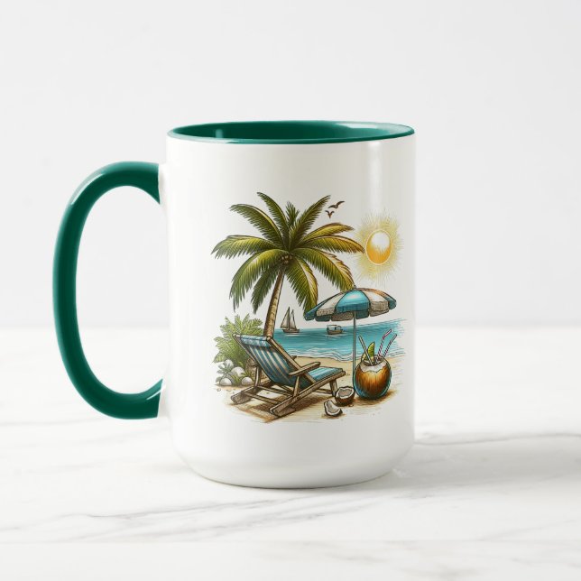 Caneca Amante de praia Grande Combo Cerâmico (Esquerda)