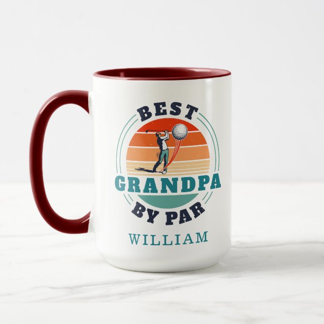 Caneca Amante do Golfe Retrô Avô Aniversário Personalizad (Esquerda)