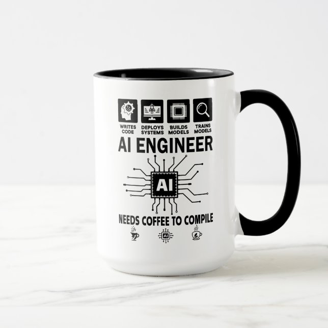 Caneca Amante Engenheiro de IA Engraçado Precisa de Café  (Direita)