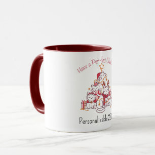 Caneca Amantes de Gatos Têm um Natal Per-feito Vermelho