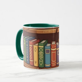 Caneca Amantes de Livros Prateleira de Livros de Desenhos