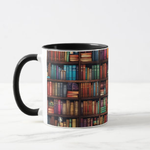 Caneca Amantes de Livros Prateleiras de Biblioteca