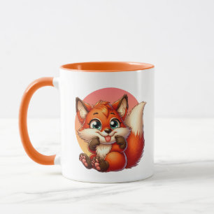 Caneca Amantes de raposas fofas adicionam monograma 