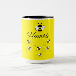 CANECA AMARELA BRANCA CERÂMICA 450 ML. ABELHA HUMI