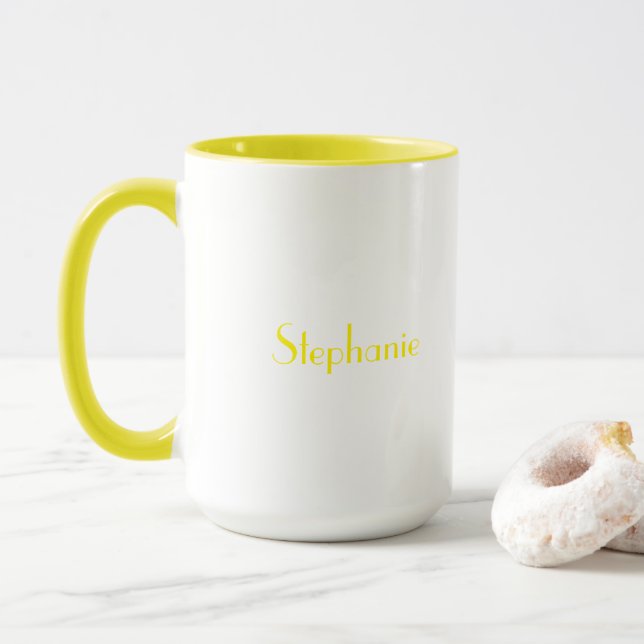 Caneca Amarelo Branco Elegante Presente do Dia das Mães c (Com Donut)