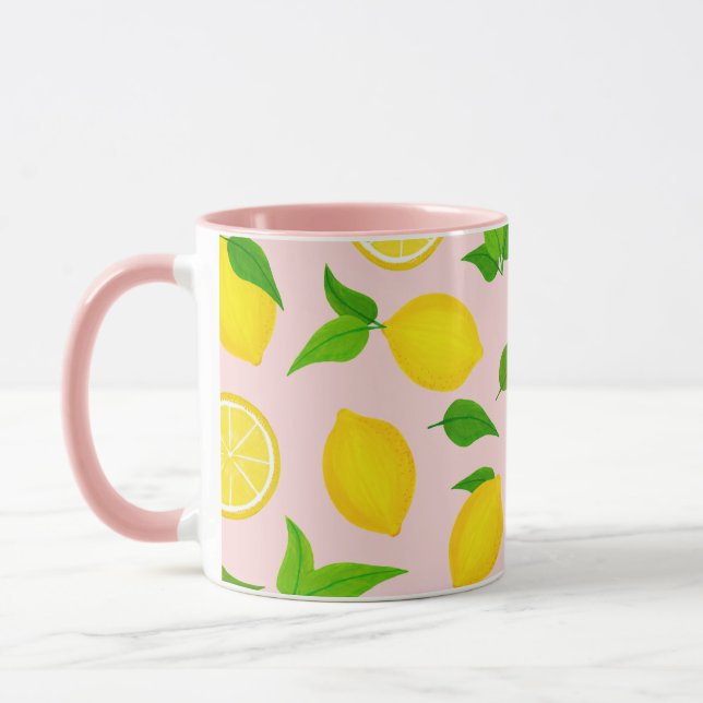 Caneca Amarelo de Verão deixa verde no rosa suave (Esquerda)