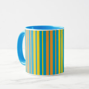 Caneca Amarelo e Laranja Listras Verticais Azul