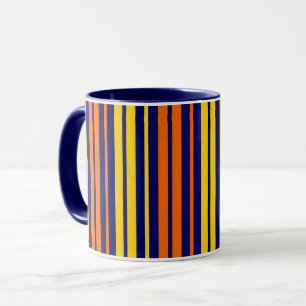 Caneca Amarelo e Laranja Listras Verticais Azul Marinho