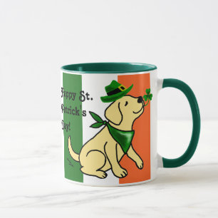 Caneca Amarelo Labrador do dia de St Patrick