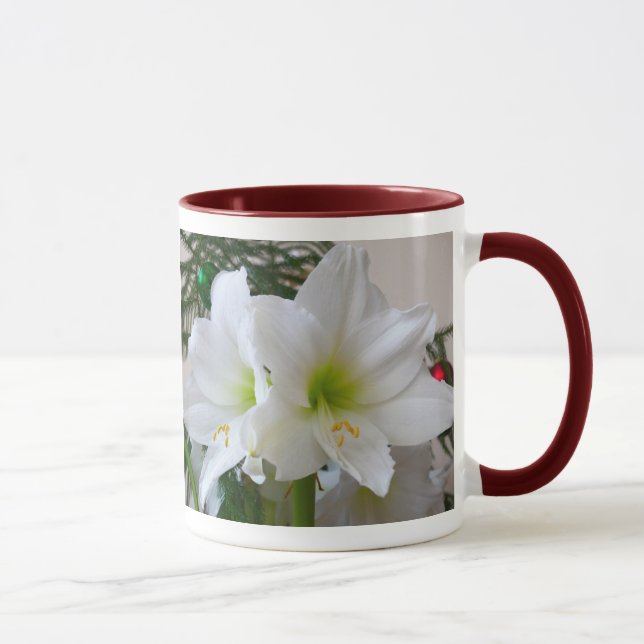 Caneca Amaryllis Branca e Árvore de Natal (Direita)