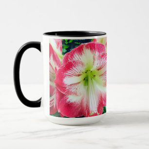 Caneca Amaryllis cor-de-rosa branca, branquelo de flores