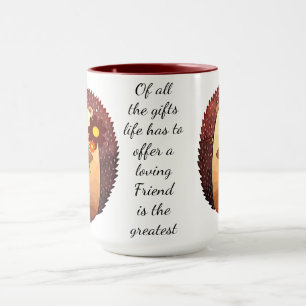 Caneca Amável amigo Inspiracional Cotação Bonita Hedgehog