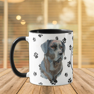 Caneca Ame A Minha Pawprint Negra Labrador