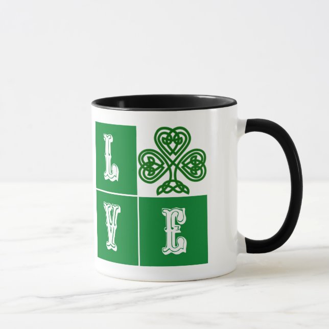 Caneca Ame Corações Celtas de Shamrock (Direita)