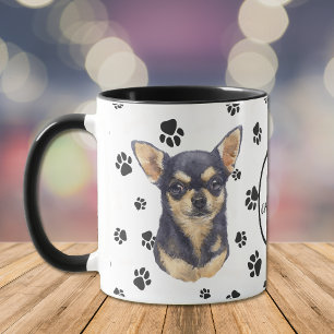 Caneca Ame Meu Cachorro Chihuahua Pawprint Mug
