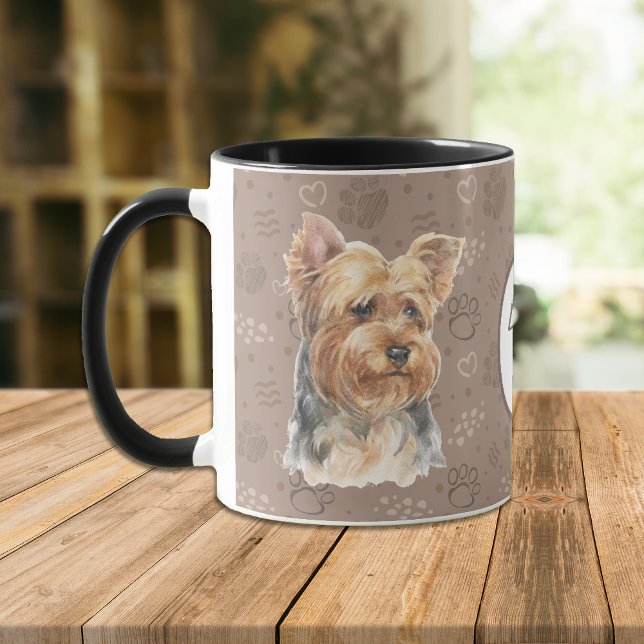 Caneca Ame Meu Cachorro Yorkie Pawprint Mug (Criador carregado)