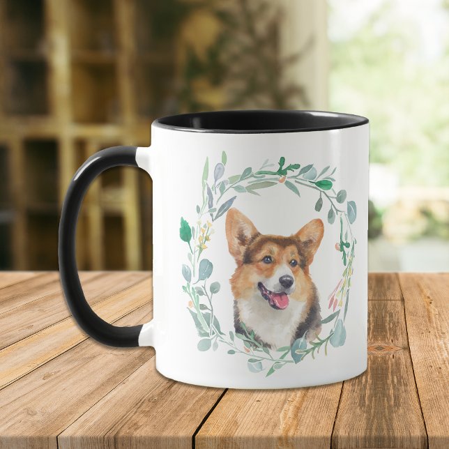 Caneca Ame Meu Cardigan Corgi Wreath Mug (Criador carregado)