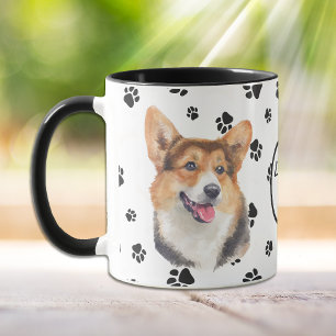 Caneca Ame Meu Cardigan Welsh Corgi Dog Pawprint