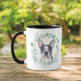 Caneca Ame Minha Mug De Café Terrier Wreath De Boston