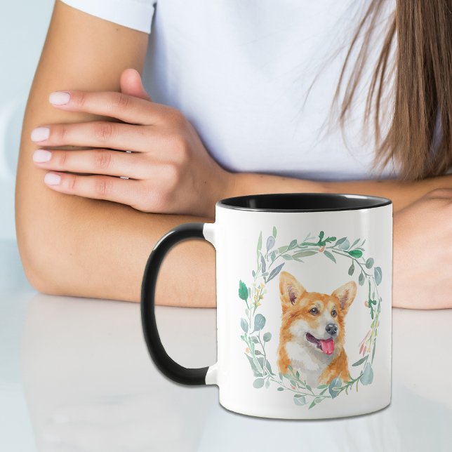 Caneca Ame Minha Pembroke Corgi Wreath Mug (Criador carregado)