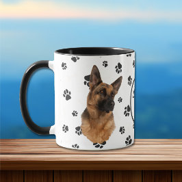 Caneca Ame O Meu German shepherd Cachorro Pawprint Mug