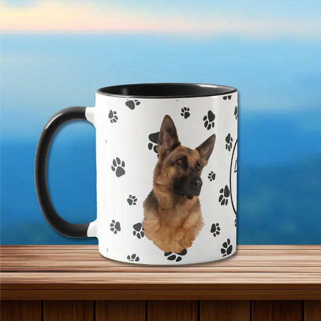 Caneca Ame O Meu German shepherd Cachorro Pawprint Mug (Criador carregado)